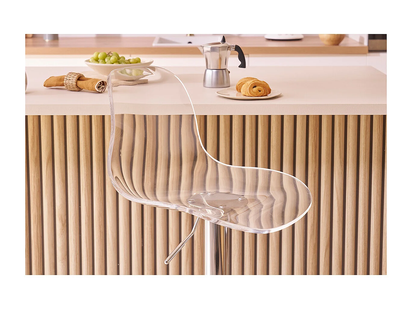 Taburete de bar de diseño transparente  (lote de 2) GALILEO