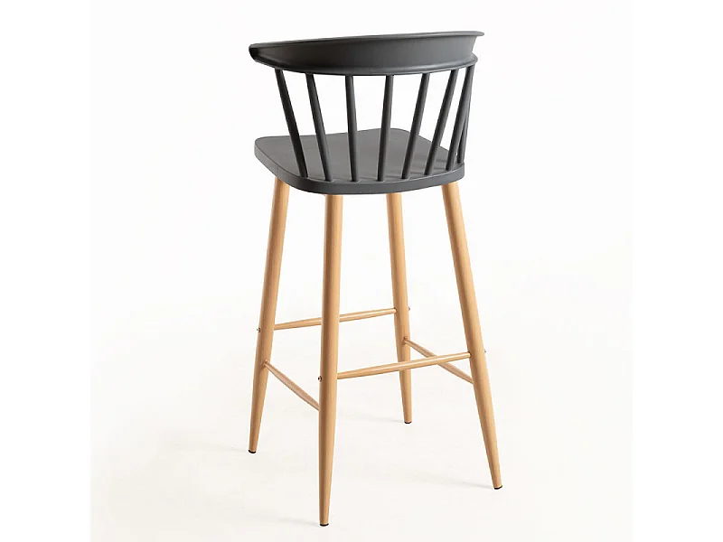 Chaise de bar grise avec pieds en métal effet naturel Kury 77cm