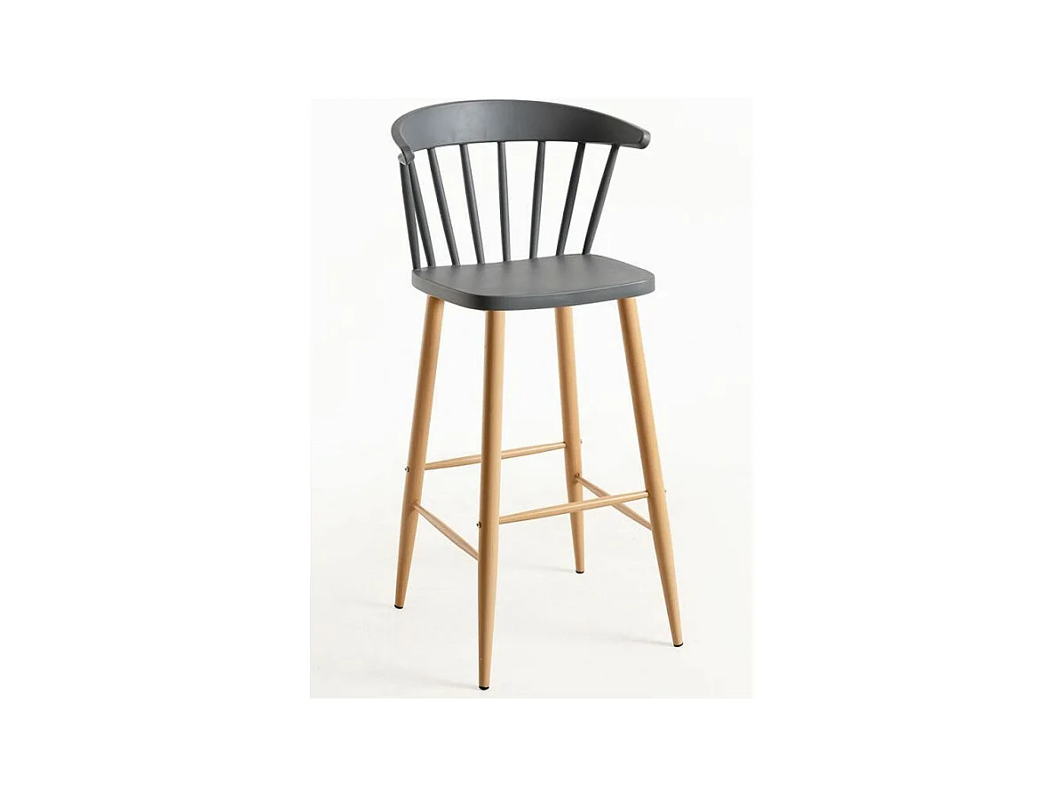 Chaise de bar grise avec pieds en métal effet naturel Kury 77cm