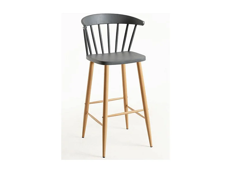 Silla de bar gris con patas de metal efecto natural Kury 77 cm