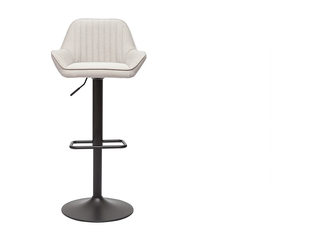 Set de 2 taburetes de cocina ajustable de tela beige y metal negro RONNIE