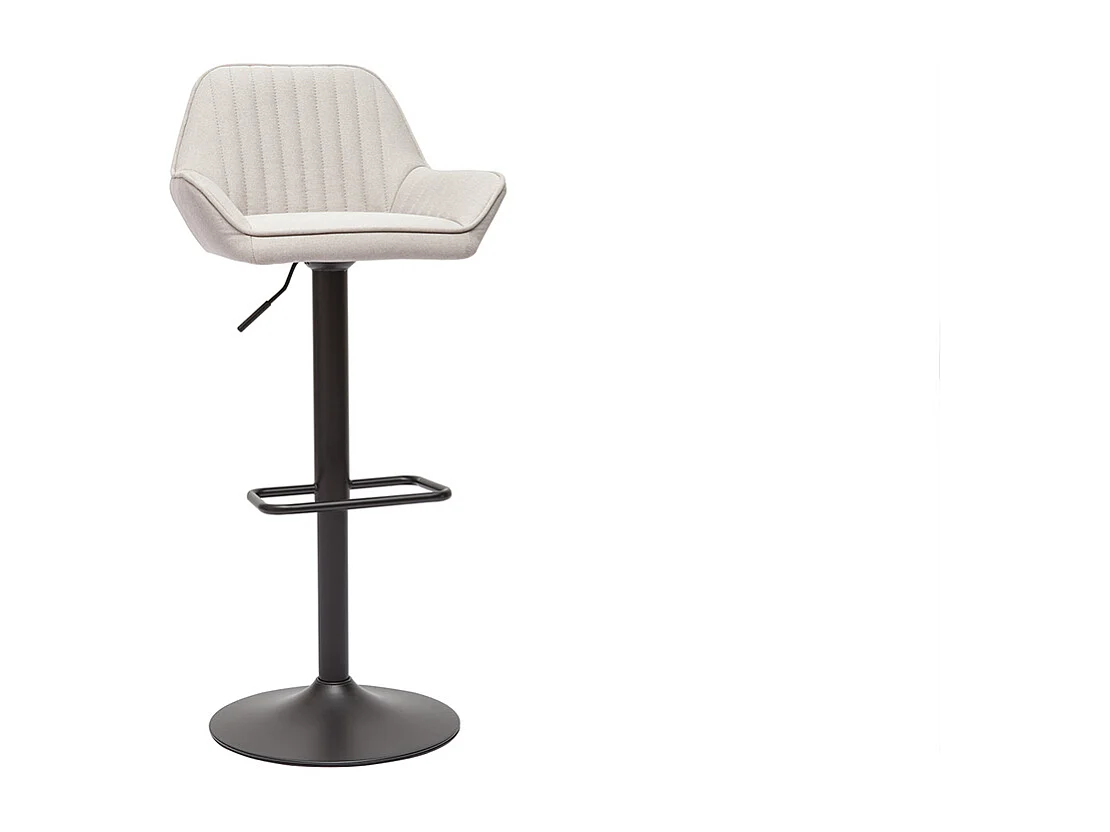 Set de 2 taburetes de cocina ajustable de tela beige y metal negro RONNIE