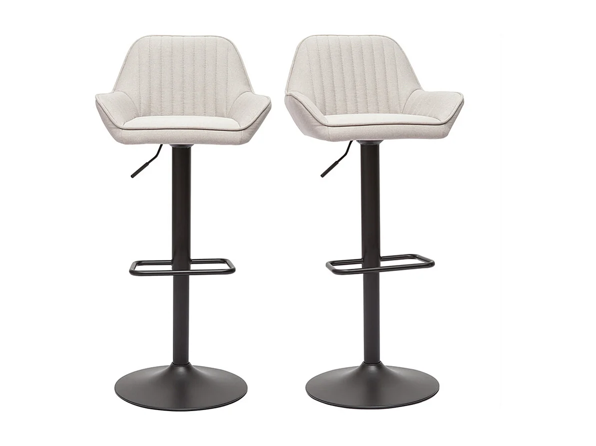 Sgabelli da bar regolabili in tessuto beige e metallo nero (set di 2) RONNIE