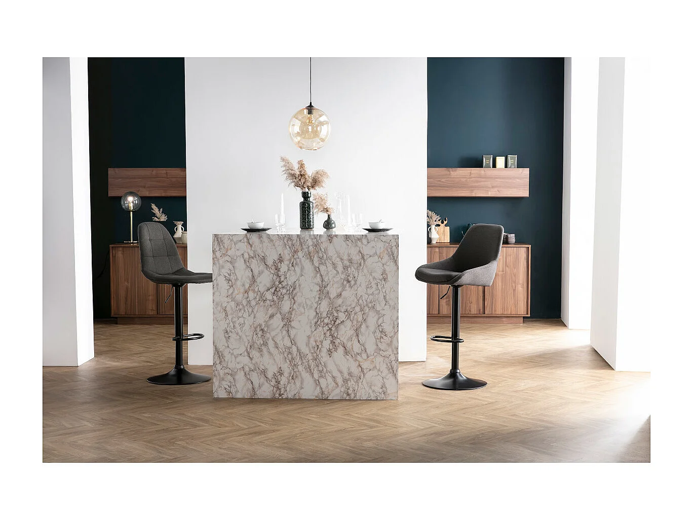 Höhenverstellbare Barhocker dunkelgrau (2er-Set) HOLO