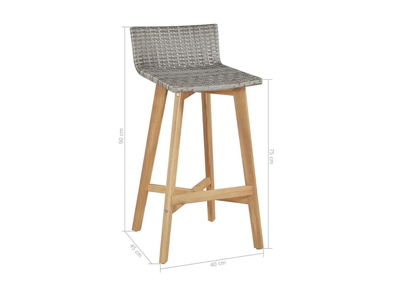 Chaise de bar rotin synthétique et acacia massif clair Azel - lot de 2