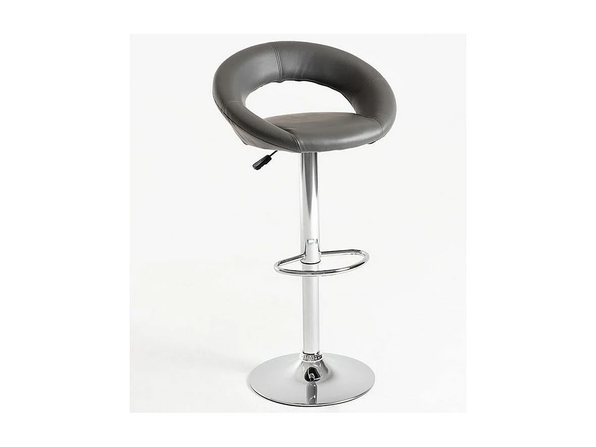 Tabouret similicuir gris foncé Calora - Lot de 2