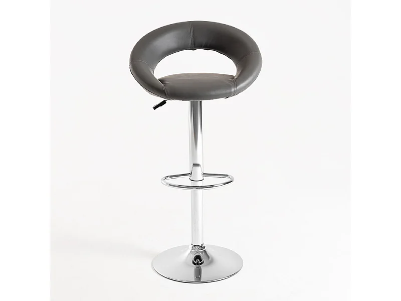 Tabouret similicuir gris foncé Calora - Lot de 2