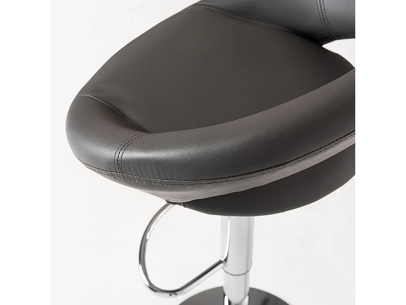 Tabouret similicuir gris foncé Calora - Lot de 2