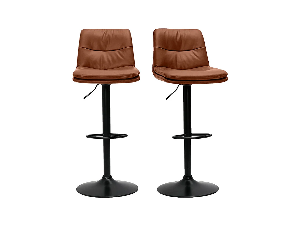 Tabourets de bar réglables marrons et métal noir (lot de 2) ZUCK