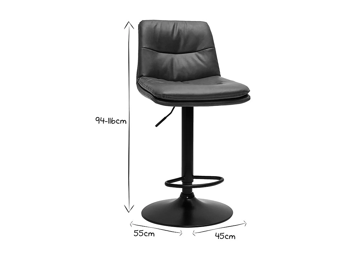 Tabourets de bar réglables marrons et métal noir (lot de 2) ZUCK