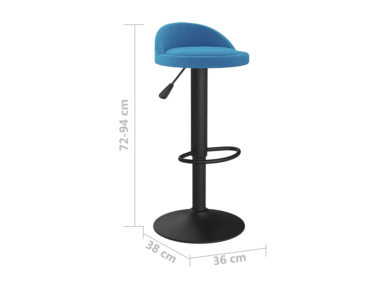 Tabouret assise arrondie velours bleu Luna - Lot de 2