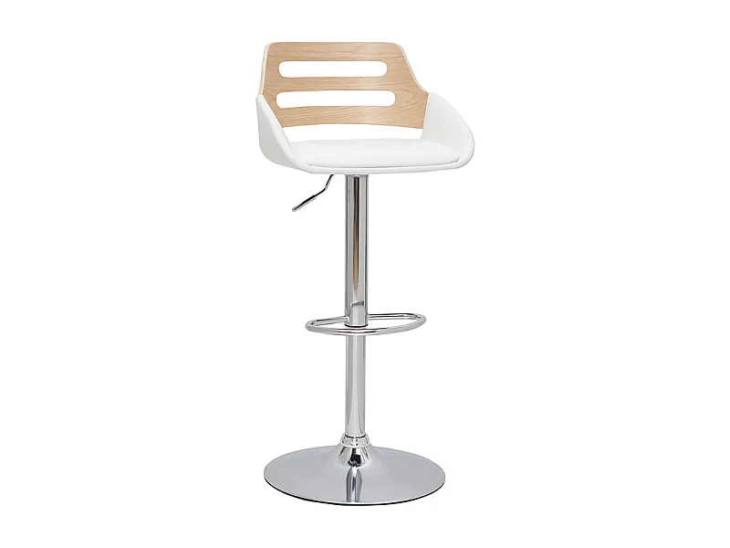 Design-Barhocker höhenverstellbar weiß und helles Holz PERNIK