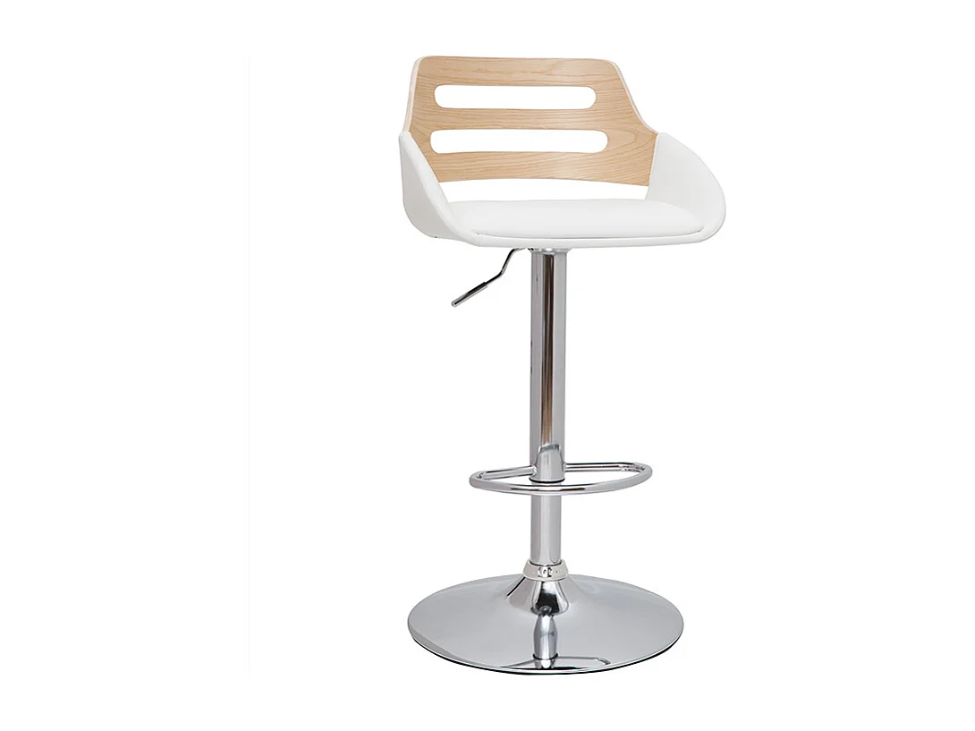 Design-Barhocker höhenverstellbar weiß und helles Holz PERNIK