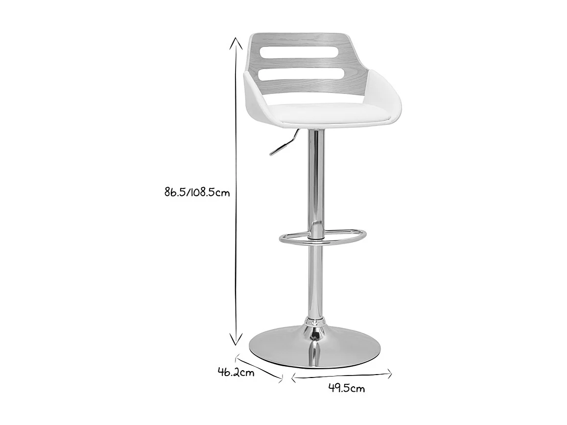 Design-Barhocker höhenverstellbar weiß und helles Holz PERNIK