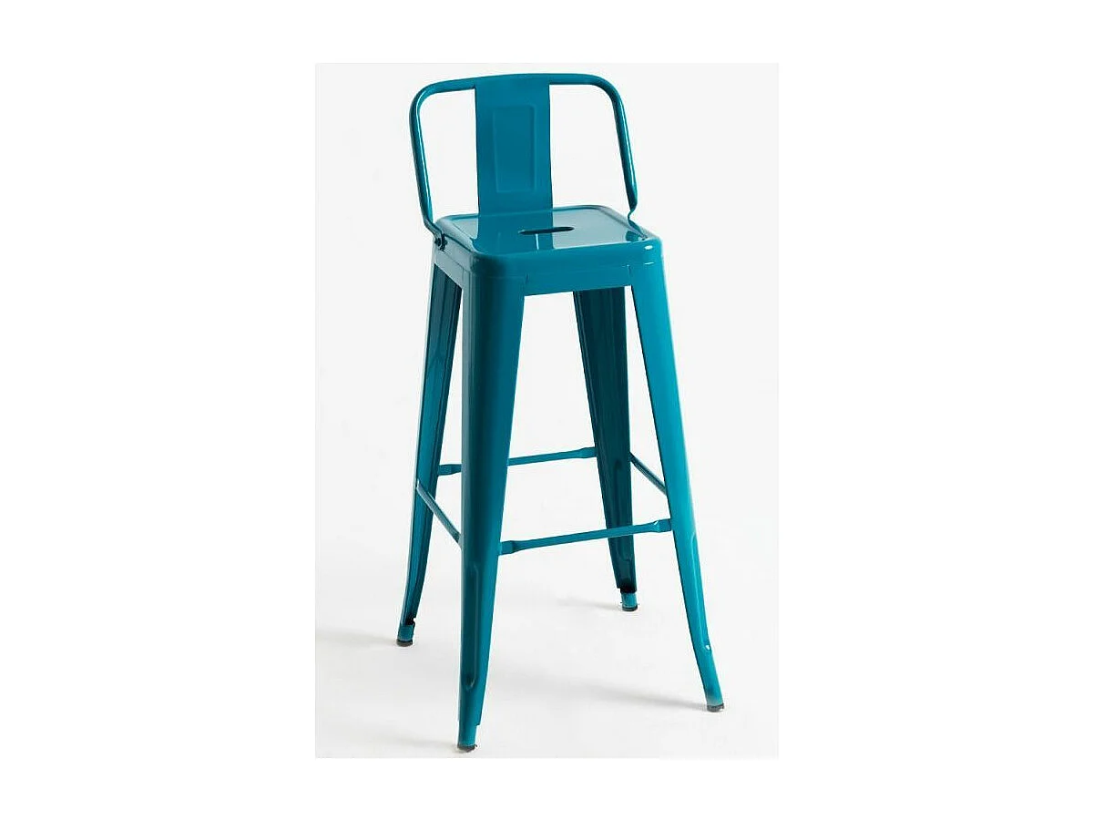 Taburete con respaldo de acero rojo brillante Kontoir 74 cm-Color Azul pato