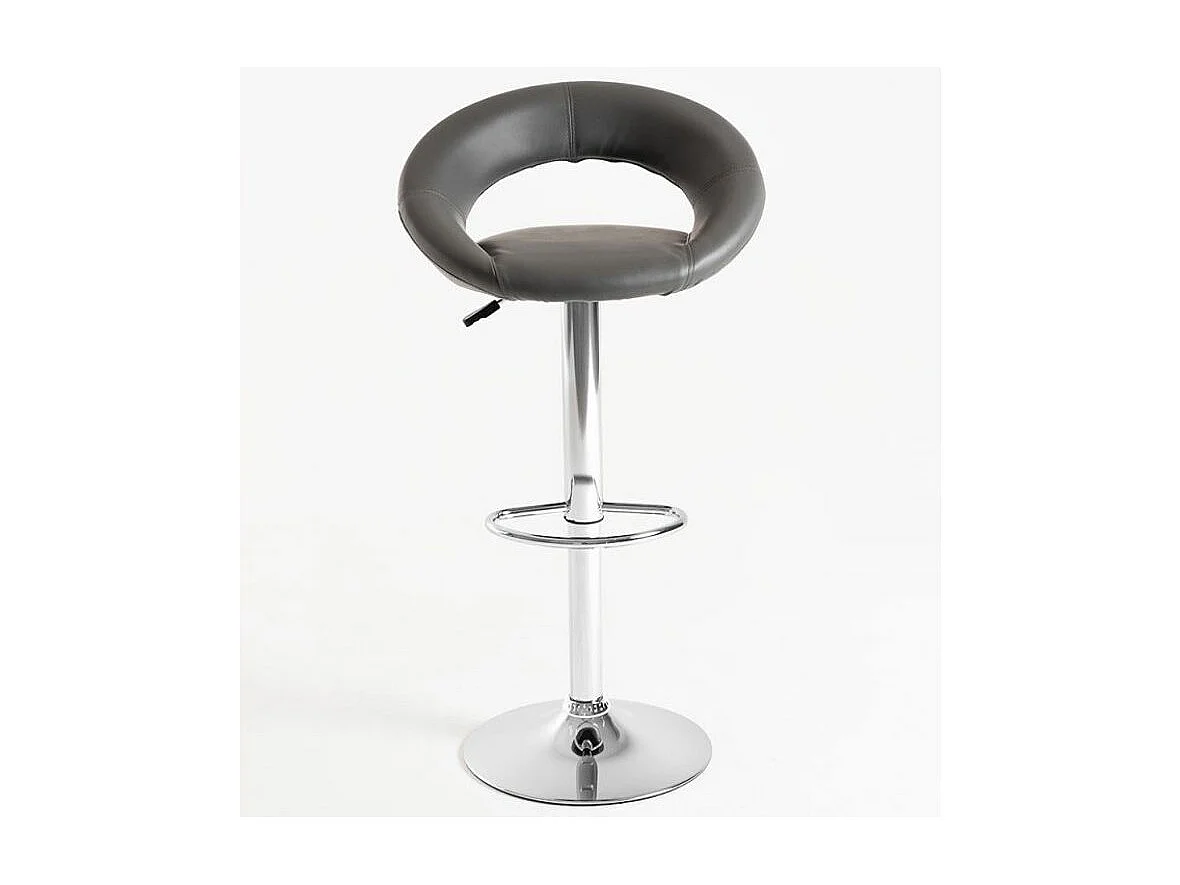 Taburete Calora cromo y polipiel gris