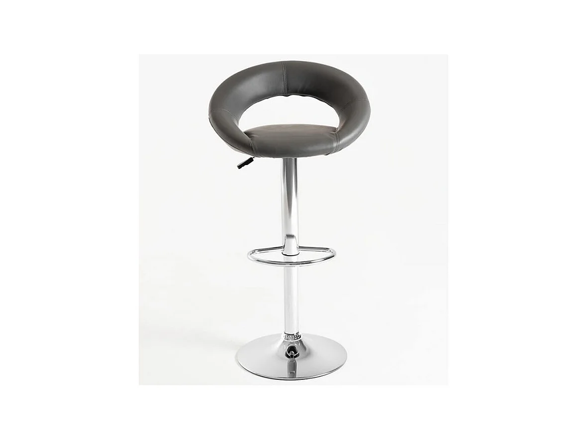 Tabouret chromé et simili cuir gris Calora