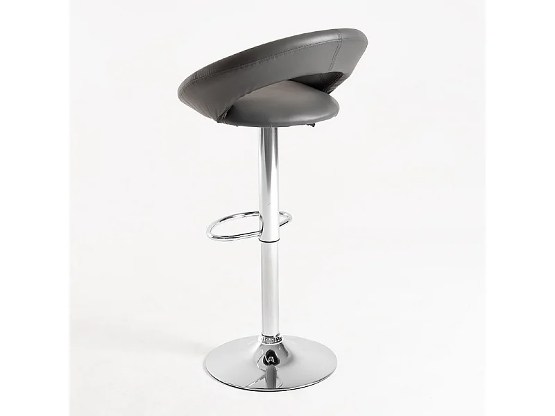 Taburete Calora cromo y polipiel gris