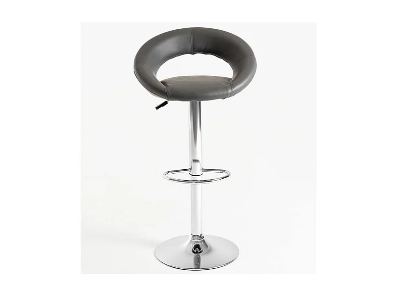 Taburete Calora cromo y polipiel gris