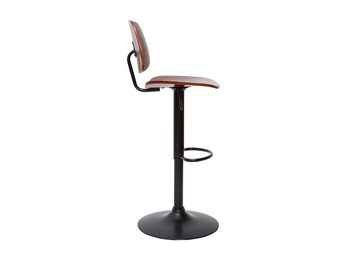 Tabouret de bar relevable noyer et métal noir TOBIAS