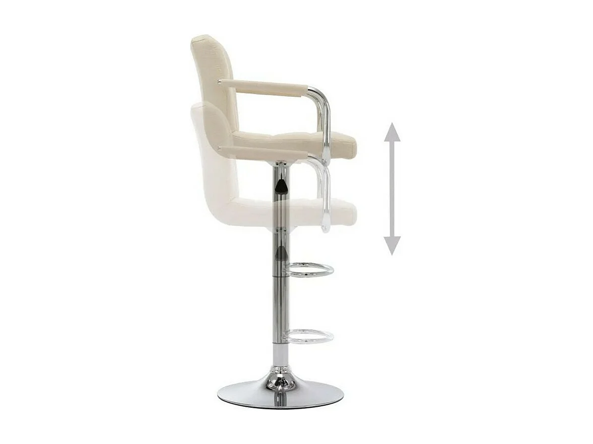 Chaise de bar tissu crème et pied métal chromé Nexur