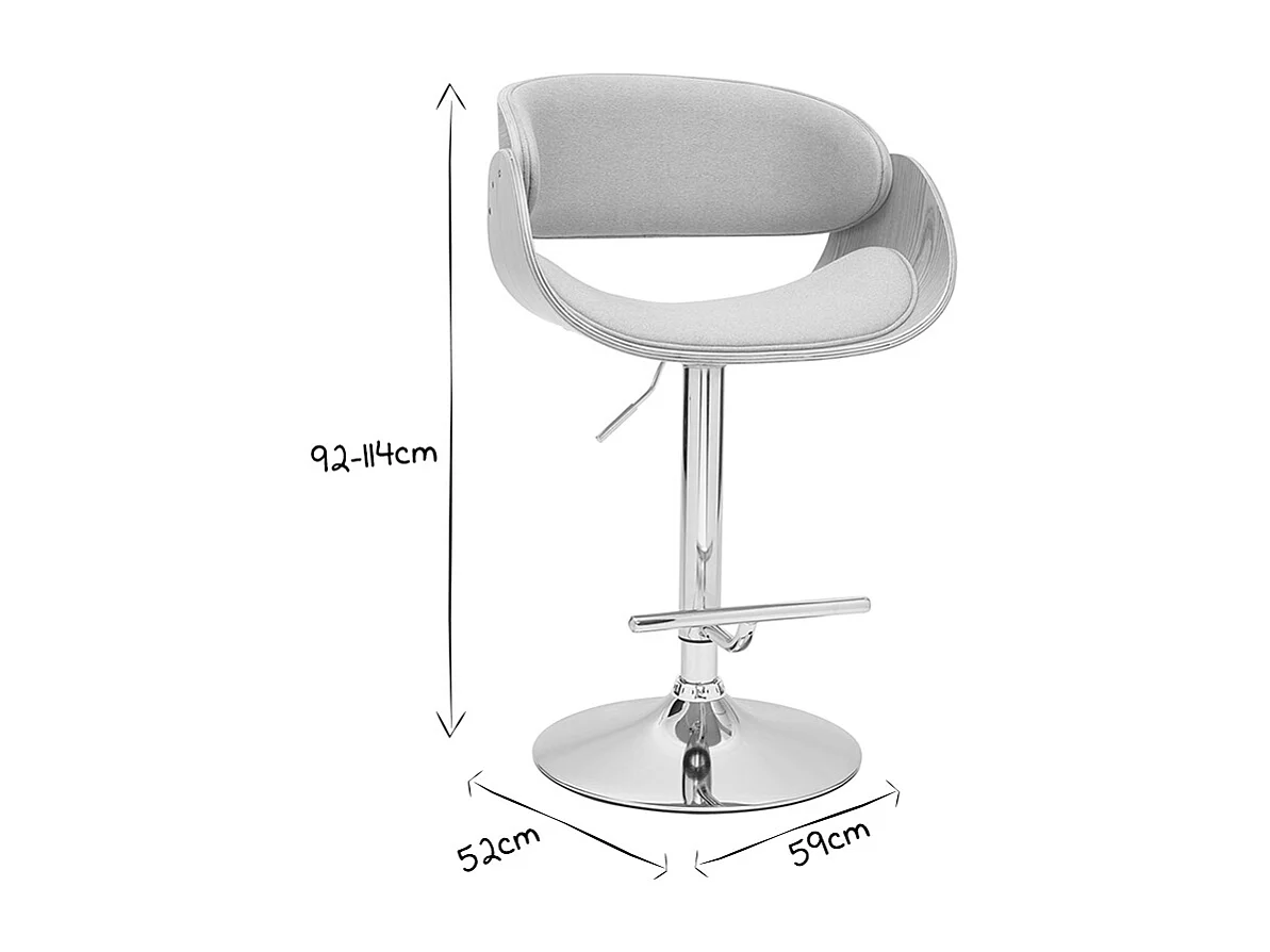 Taburete de bar diseño tejido gris claro y madera clara BENT