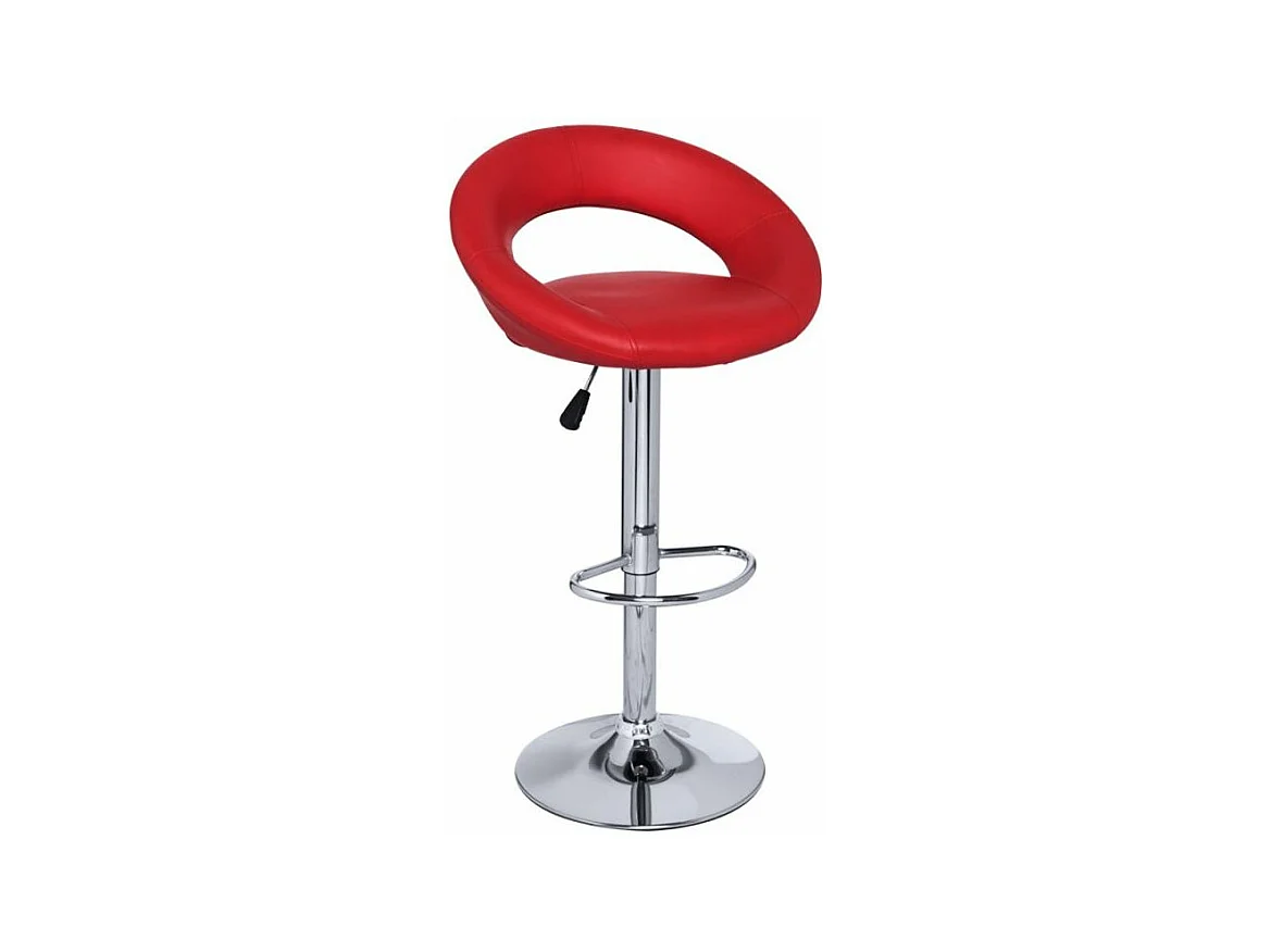 Tabouret chromé et simili cuir rouge Calora