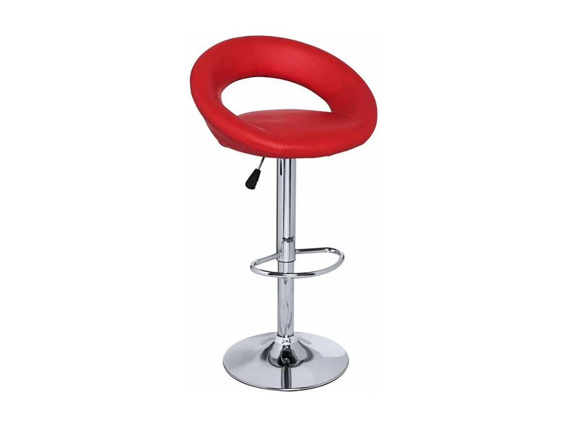 Tabouret chromé et simili cuir rouge Calora