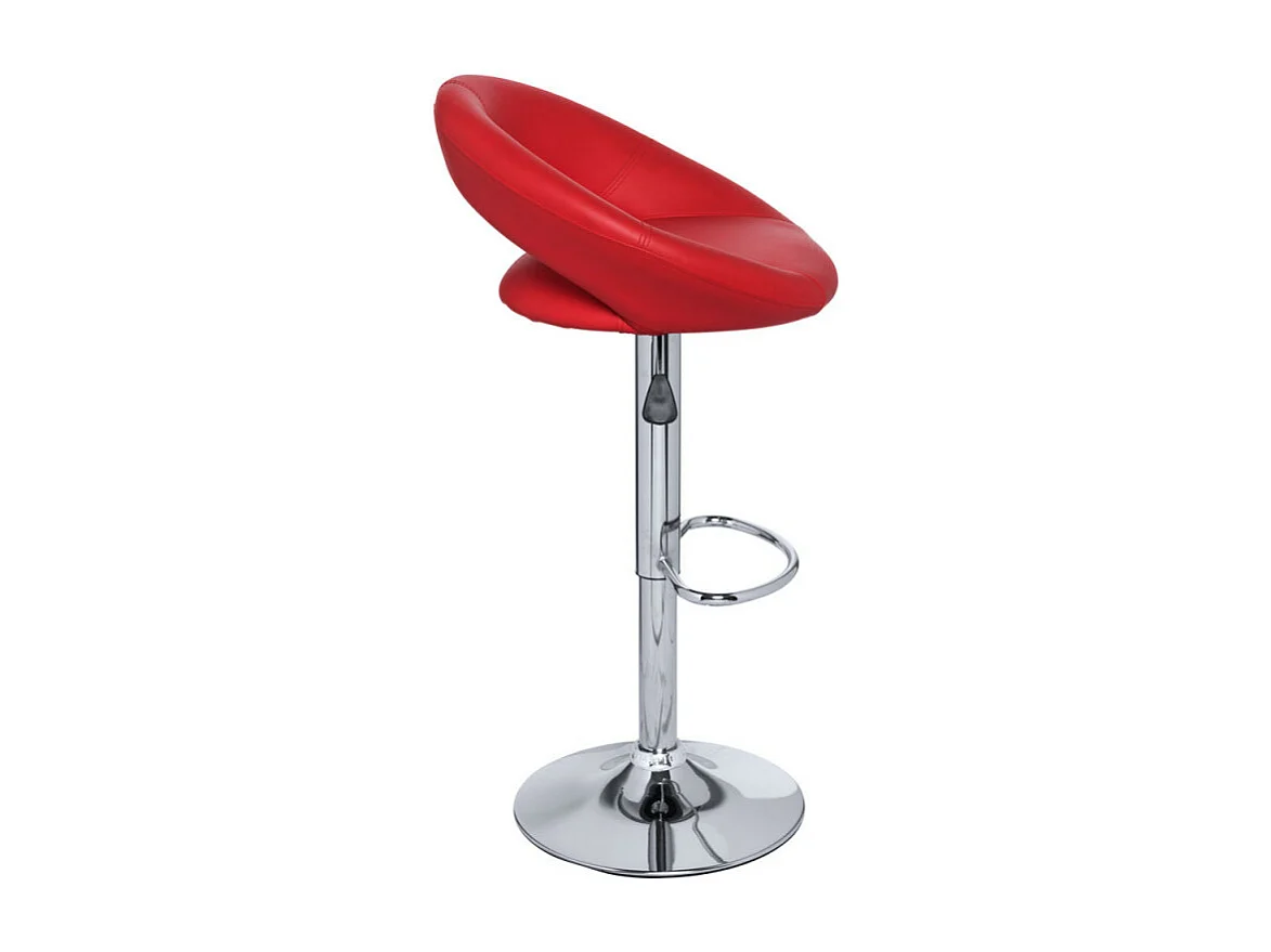 Tabouret chromé et simili cuir rouge Calora