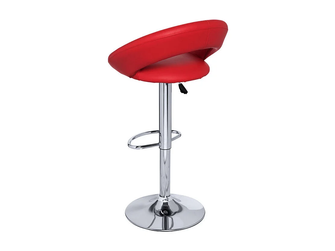 Tabouret chromé et simili cuir rouge Calora