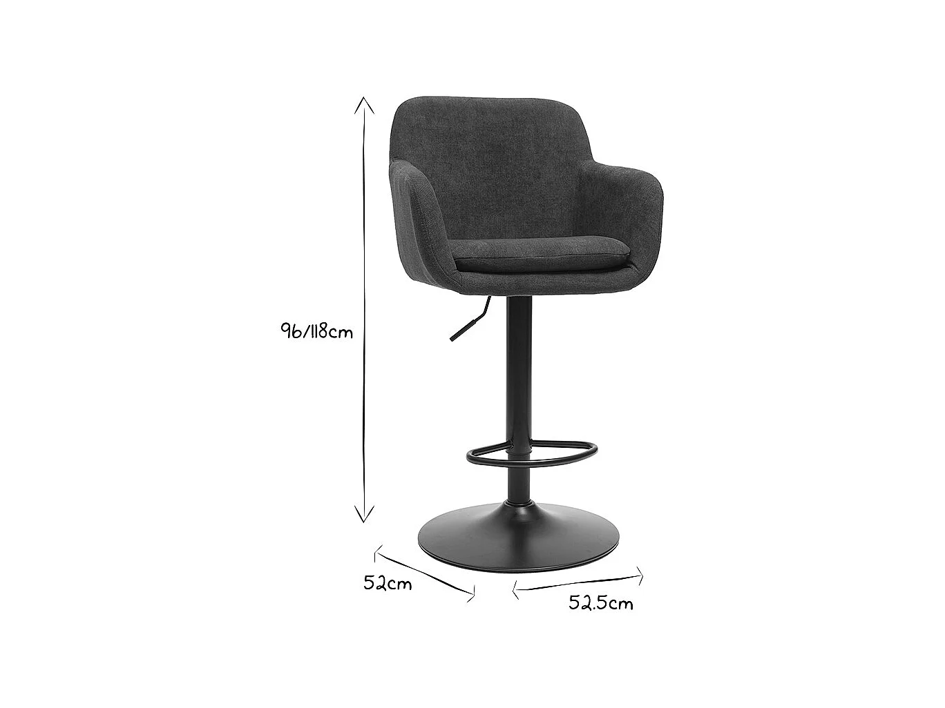 Sgabelli da bar regolabili effetto velluto grigio scuro (set di 2) AMIKA