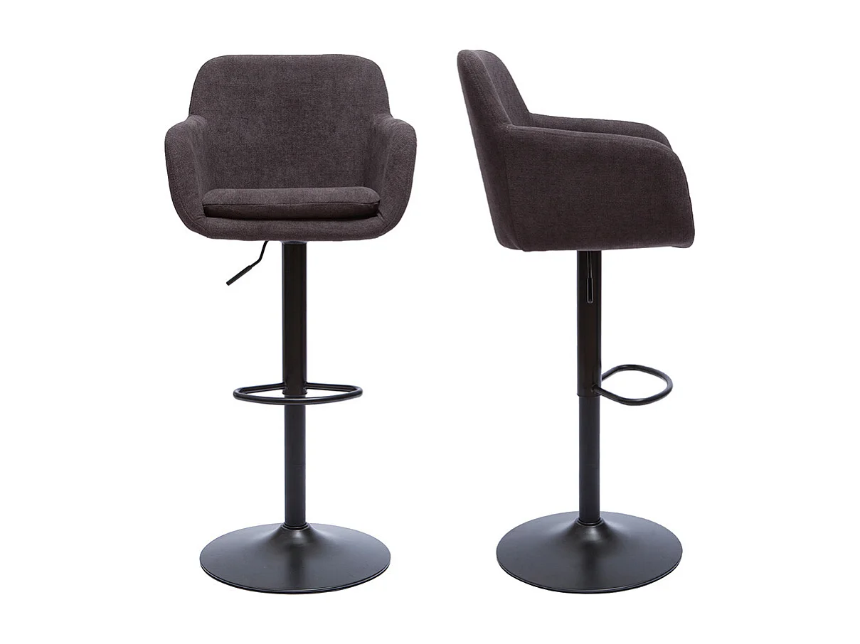 Tabourets de bar réglables tissu effet velours gris foncé et métal (lot de 2) AMIKA