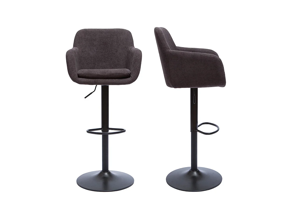 Tabourets de bar réglables tissu effet velours gris foncé et métal (lot de 2) AMIKA