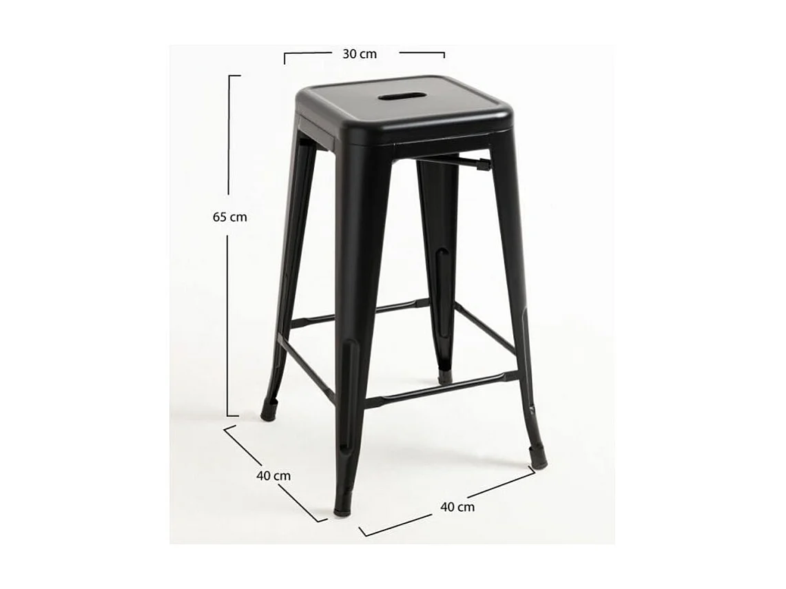 Taburete industrial Kontoir acero negro mate 65 cm