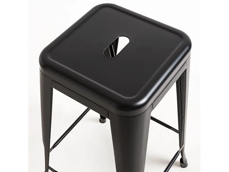 Tabouret industriel acier noir mat Kontoir 65cm