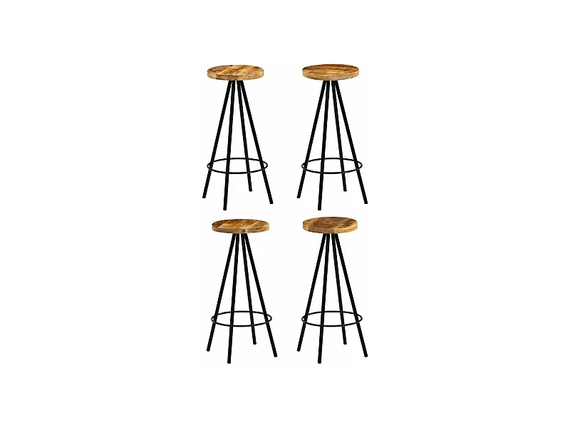 Tabouret de bar manguier massif clair Ive - Lot de 4