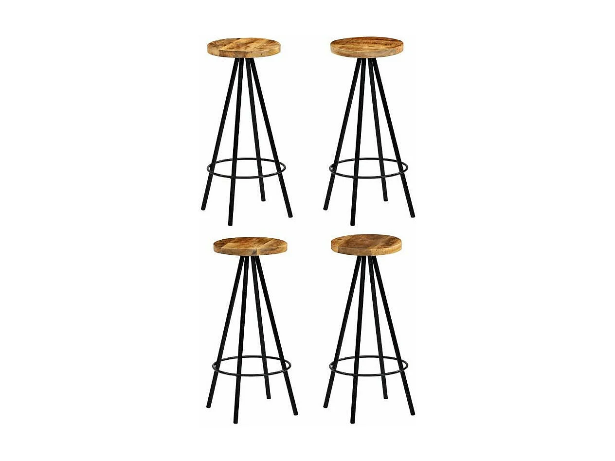 Tabouret de bar manguier massif clair Ive - Lot de 4