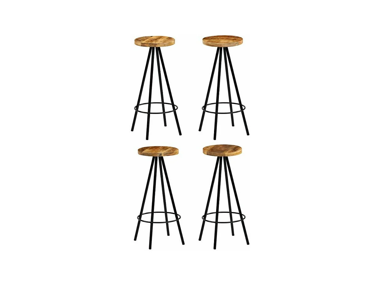 Tabouret de bar manguier massif clair Ive - Lot de 4