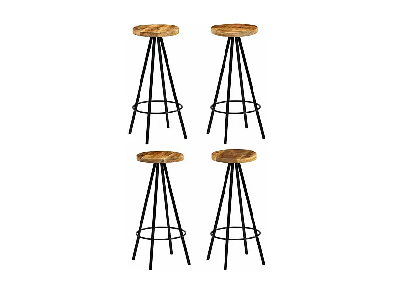 Tabouret de bar manguier massif clair Ive - Lot de 4