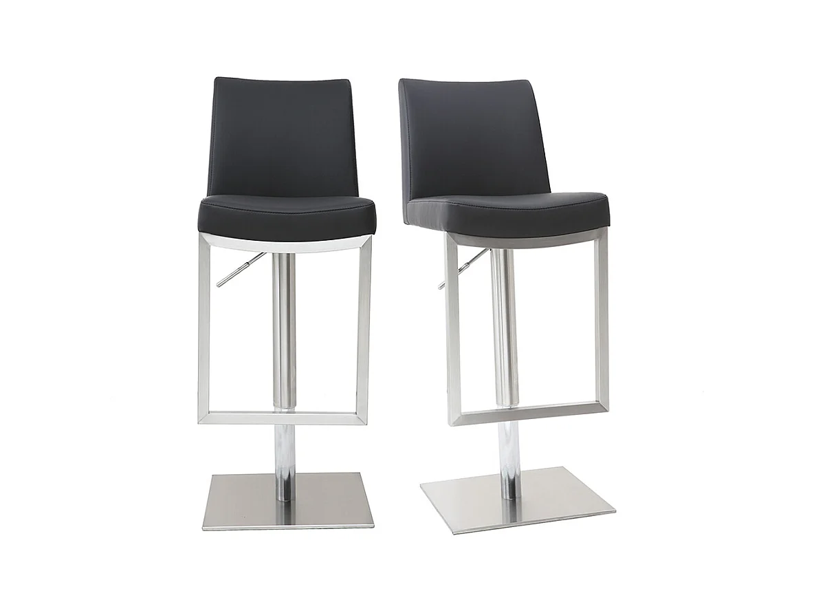 Tabourets de bar relevables noir et acier chromé (lot de 2) KYLE