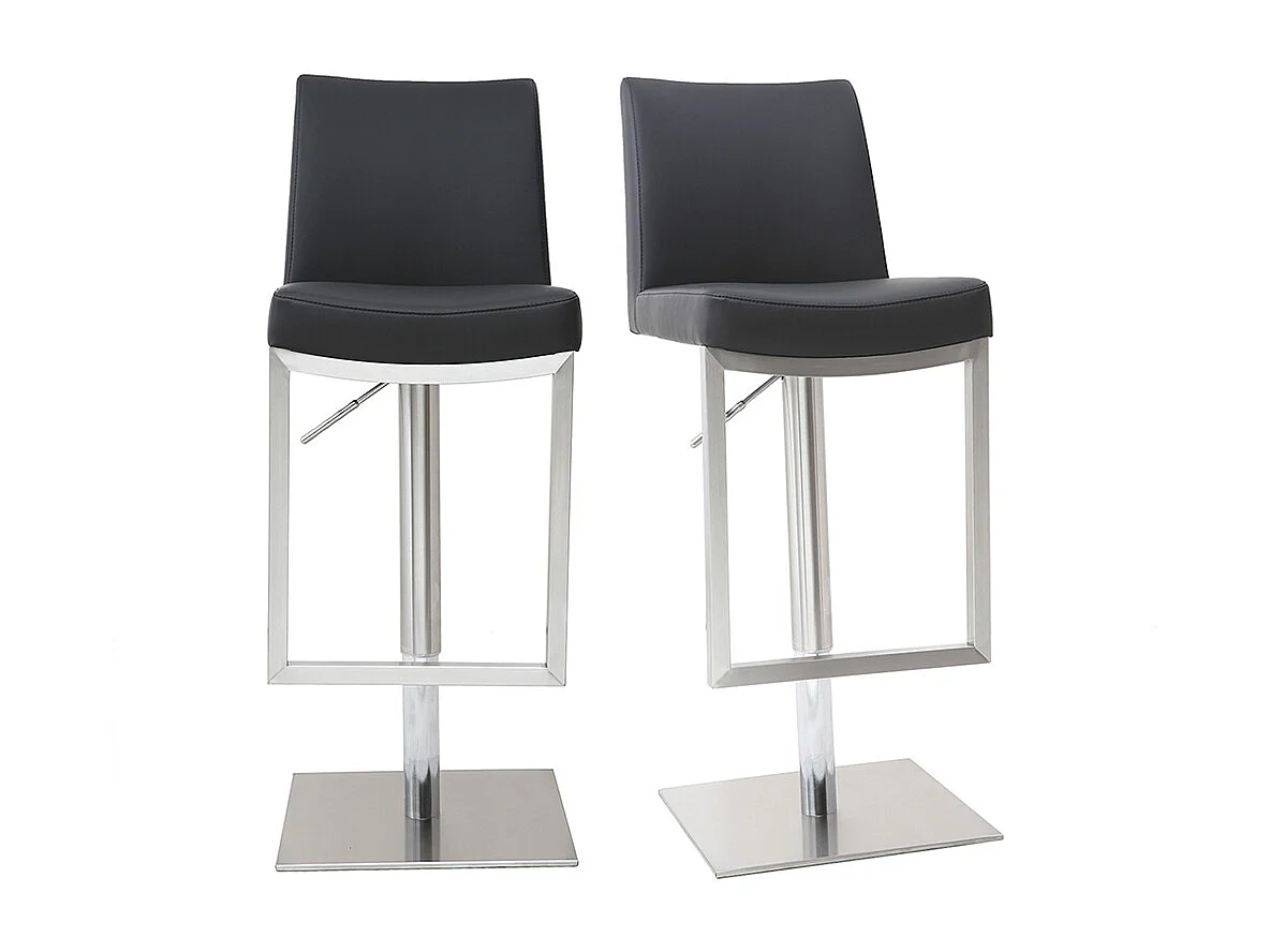 Tabourets de bar relevables noir et acier chromé (lot de 2) KYLE