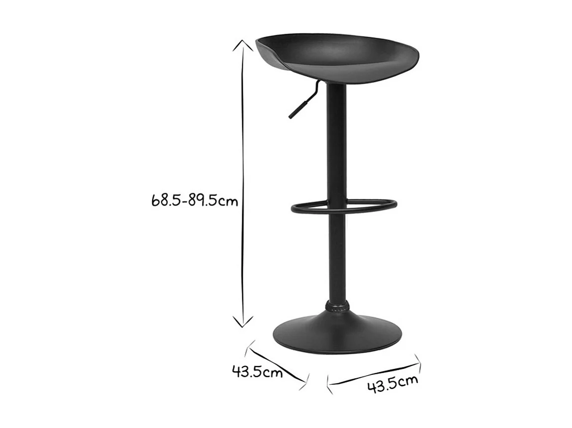 Sgabelli da bar design regolabili neri H65 cm (set di 2) PEBBLE