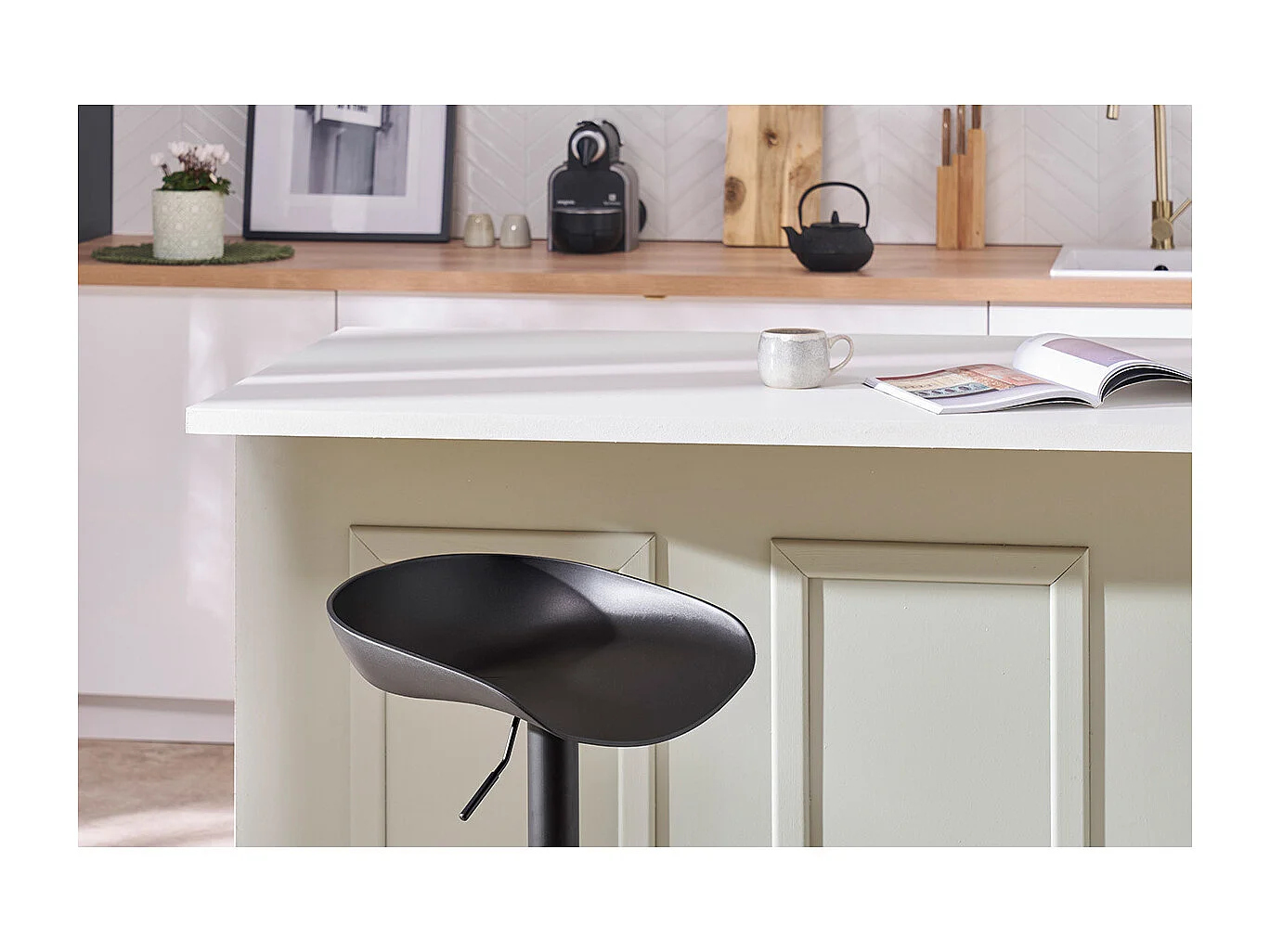 Sgabelli da bar design regolabili neri H65 cm (set di 2) PEBBLE