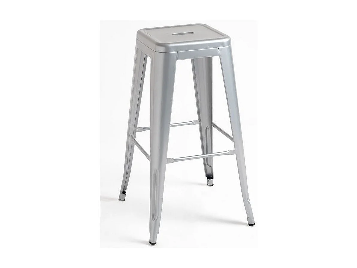 Tabouret 65cm Kontoir en acier brillant - Design industriel et élégant-Couleur Gris clair