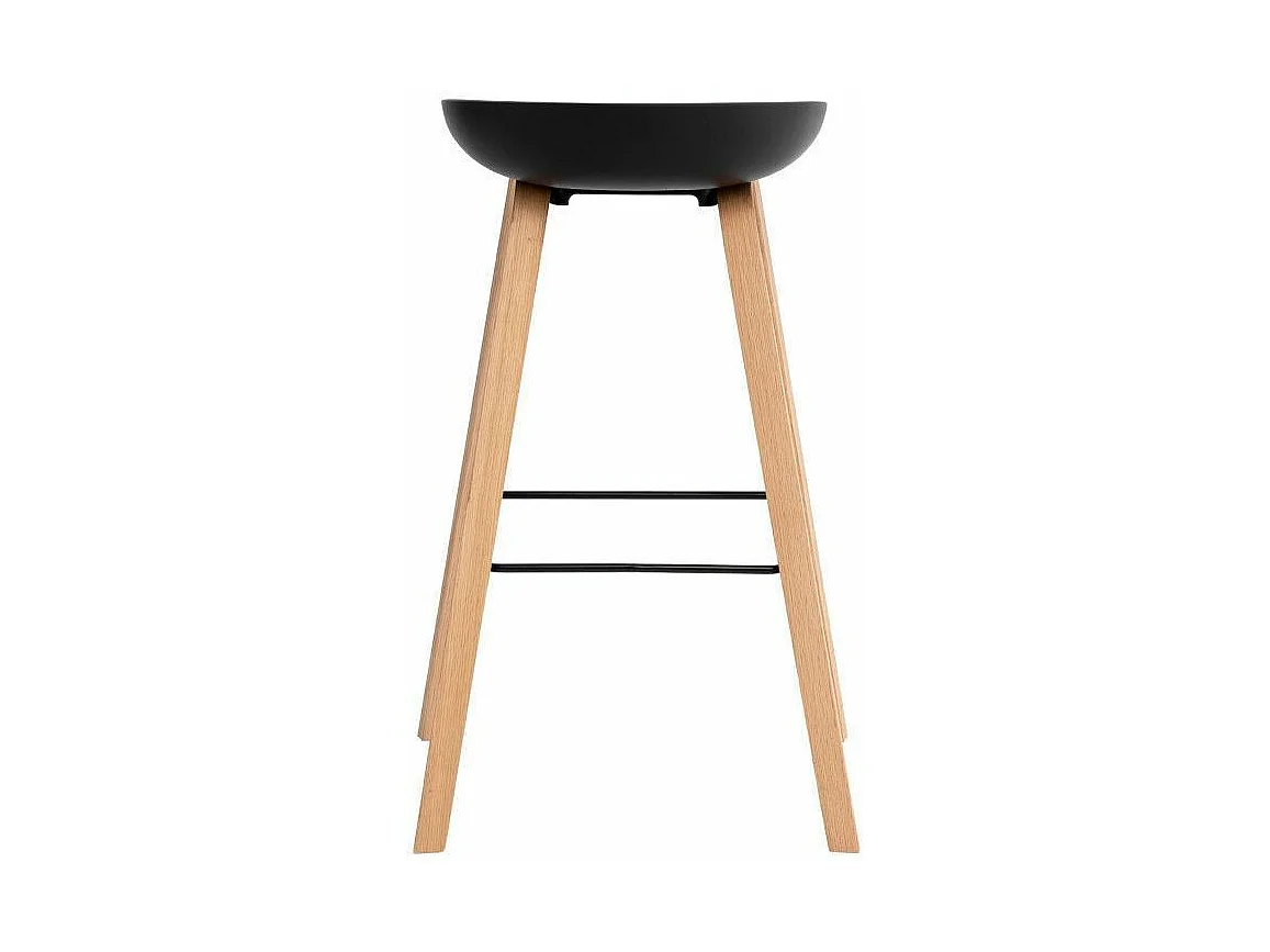 Tabouret nordique en bois de hêtre et assise noir Korane 76cm