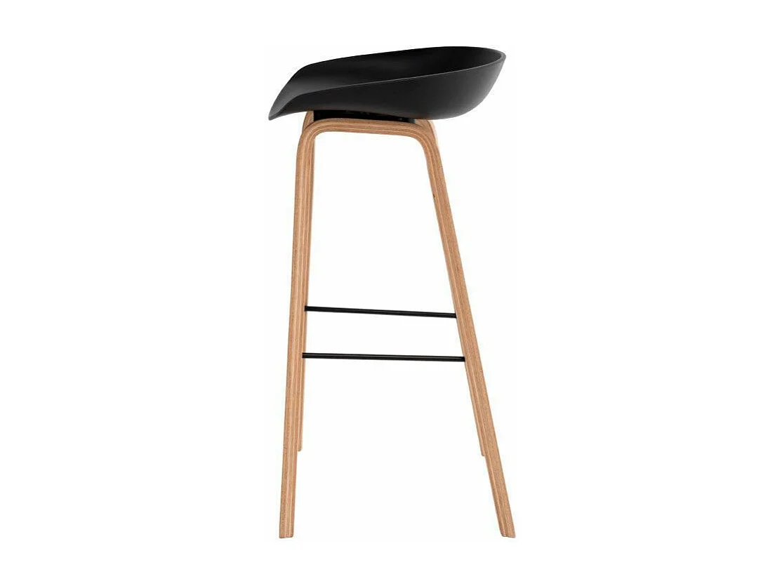 Tabouret nordique en bois de hêtre et assise noir Korane 76cm