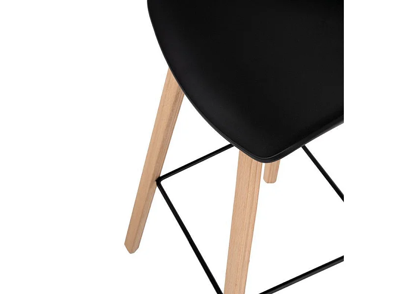 Tabouret nordique en bois de hêtre et assise noir Korane 76cm
