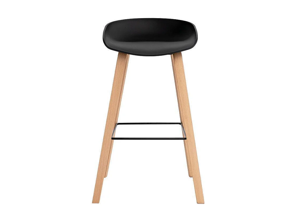 Tabouret nordique en bois de hêtre et assise noir Korane 76cm