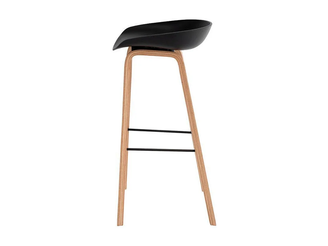 Tabouret nordique en bois de hêtre et assise noir Korane 76cm