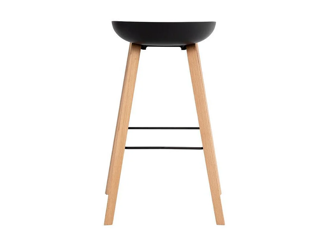 Tabouret nordique en bois de hêtre et assise noir Korane 76cm